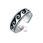 Set of 2 Nautical Ocean Waves and Beach Sand Footprints Midi Toe Ring Silver - Image 4