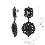 Set of 2 Big Crystal Art Deco Purple and Black Dangle Earrings Black Plated - Image 4