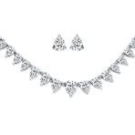 Classic Bridal Teardrop CZ Collar Necklace Earrings Set - Image 2