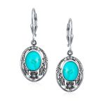Western Style Floral Bezel Set Pink Orange Coral Dangle Earrings .925 Sterling Silver - Image 3