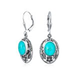 Western Style Floral Bezel Set Pink Orange Coral Dangle Earrings .925 Sterling Silver - Image 6