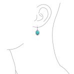 Western Style Floral Bezel Set Pink Orange Coral Dangle Earrings .925 Sterling Silver - Image 9