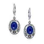 Western Style Floral Bezel Set Pink Orange Coral Dangle Earrings .925 Sterling Silver - Image 2