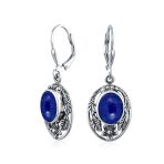 Western Style Floral Bezel Set Pink Orange Coral Dangle Earrings .925 Sterling Silver - Image 5