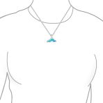 Nautical Blue Opal Whale Tail Pendant Necklace in Sterling Silver - Image 4