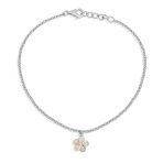 White Opal Hawaiian Plumeria Flower Anklet Ankle Bracelet .925 Sterling Silver