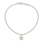 White Opal Hawaiian Plumeria Flower Anklet Ankle Bracelet .925 Sterling Silver