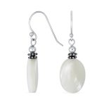 Bali Green Jade Oval Gemstone Drop Earrings .925Sterling Silver - Image 2
