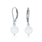 Simple Gemstone 8MM Drop Ball Earrings Secure Hinge Lever Back Sterling Silver - Image 13