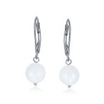Simple Gemstone 8MM Drop Ball Earrings Secure Hinge Lever Back Sterling Silver - Image 29