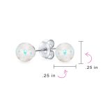 Set of 2 Minimalist Round Bead Gemstone Opalescent Opal Drop Stud Earrings - Image 10