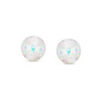 Set of 2 Minimalist Round Bead Gemstone Opalescent Opal Drop Stud Earrings - Image 4