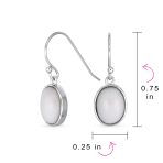 Set of 2 White Agate & Black Onyx Bezel Oval Cabochon Drop Earrings Gold Plated - Image 5
