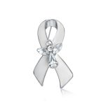 Guardian Angel Cancer Awareness Support Ribbon Brooch Pin Purple Crystal Enamel - Image 3