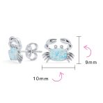 Tropical Nautical White Created Opal Sand Crab Pendant Necklace .925 Sterling Silver - Image 12