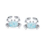 Gemstone Pink Blue White Opal Stud Earrings Sterling Silver October Birthstone - Image 6
