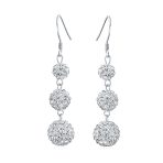 Multi Color Crystal Pave Disco Balls Dangle Earrings in Sterling Silver - Image 3