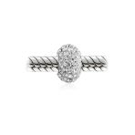Set of 4 White Crystal Spacer Charm Bead .925 Sterling Silver Core - Image 2