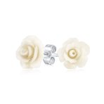 Romantic 3D Carved Flower Pink Peach Rose Stud Earrings Lightweight 10MM - Image 5