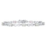 White Created Opal & CZ Forever Infinity Tennis Bracelet .925 Sterling Silver 7.5 Inch