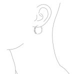 Cubic Zirconia Hoop Huggie Earrings with White Opal Sterling Silver 1 Inch - Image 3
