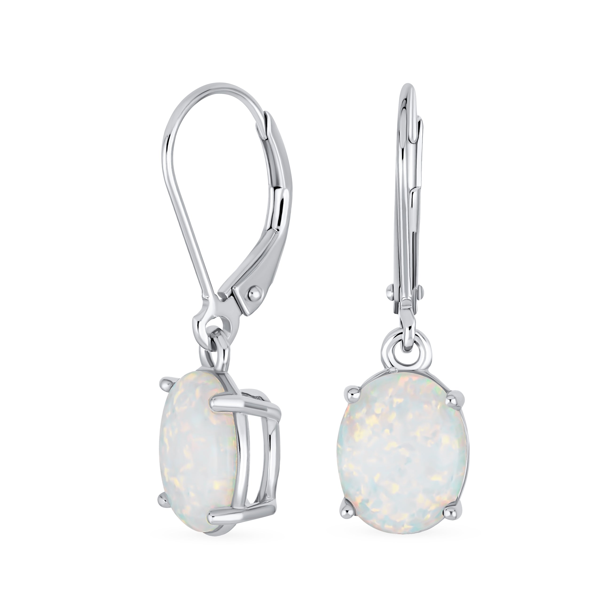 white-opal-oval-dangle-leverback-earrings-xny-es3912a1-az_01 Classic White Opal Oval Solitaire Dangle Gemstone Earrings in Sterling Silver - Image 1