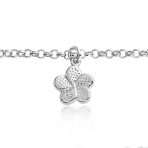White Opal Hawaiian Plumeria Flower Anklet Ankle Bracelet .925 Sterling Silver - Image 4