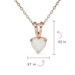 Romantic Love Necklace Created White Opal Heart Pendant Rose Gold .925 Sterling Silver - Image 4