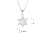Hanukkah Magen Judaic Opal Star Of David Pendant Necklace in Sterling Silver - Image 8