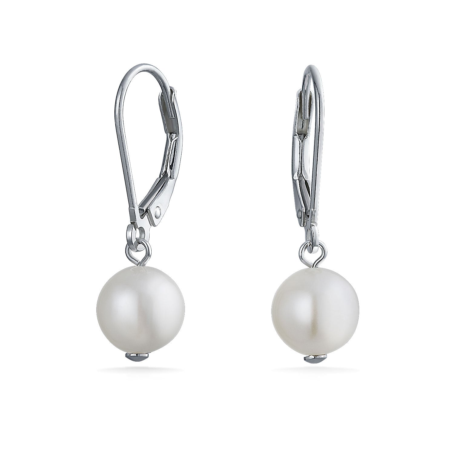 white-pearl-ball-drop-earrings_yp-fr561-we_1 Classic Black White Pink Pearl Drop Ball Earrings Sterling Silver Leverback - Image 1