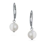 Classic Bridal 7MM White Freshwater Pearl Necklace & 8MM Drop Pearl Earrings Set - Image 5