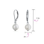 Classic Black White Pink Pearl Drop Ball Earrings Sterling Silver Leverback - Image 10