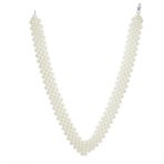 Plain Statement Fashion White Simulated Pearl Collar Bib V Necklace Prom