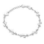 Nautical Created Blue White Opal Inlay Dolphins Bracelet .925 Sterling Silver - Image 2