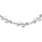 Nautical Created Blue White Opal Inlay Dolphins Bracelet .925 Sterling Silver - Image 4
