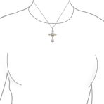 Silver Opal CZ Cross Pendant Necklace 18in Chain - Image 5