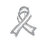 Open Heart Enamel Crystal Brooche Pin for Awareness Ribbons Silver Gold Plated - Image 3