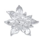 Large Statement White Enamel Lily Flower Brooch Scarf Pin Gold Plated - Image 6