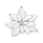 Large Statement White Enamel Lily Flower Brooch Scarf Pin Gold Plated - Image 3