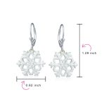 Frozen Winter Holiday White Glitter Snowflake Dangle Earrings Sterling Silver - Image 4