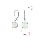 Round Solitaire Created Opal Lever back Drop Dangle Earrings Sterling Silver 8MM - Image 19