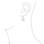 Frozen Winter Holiday White Glitter Snowflake Dangle Earrings Sterling Silver - Image 3