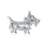 Large Statement Blue or Pink Crystal Dog Brooche Pin Silver Tone 1.3 Inch - Image 4