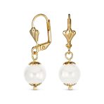 Round Purple Amethyst Drop Ball Earrings Leverback Gold 8MM - Image 4