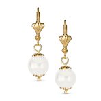 Round Purple Amethyst Drop Ball Earrings Leverback Gold 8MM - Image 8