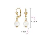 Round Purple Amethyst Drop Ball Earrings Leverback Gold 8MM - Image 16