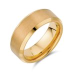 Beveled Edge Matte Silver Couples Wedding Band Titanium Ring 8MM Wide - Image 3