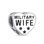 Heart Shape USA Flag Military Wife Charm Bead Sterling Silver Fits European Bracelet - Image 3