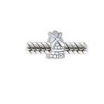 Holland Windmill Charm Bead in Oxidized Sterling Silver for European Bracelets - Image 2