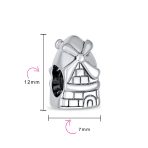 Holland Windmill Charm Bead in Oxidized Sterling Silver for European Bracelets - Image 3